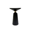 The Urban Port 20" Side End Table Black Mango Wood Round Top with Pedestal Base Shiny Brass Support Black/Brass - 2 of 4