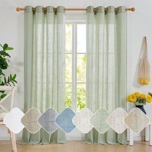 Deconovo 2 Panels Linen Look Full Blackout Curtains with 8 Grommets, Thermal Drapes - 1 of 4