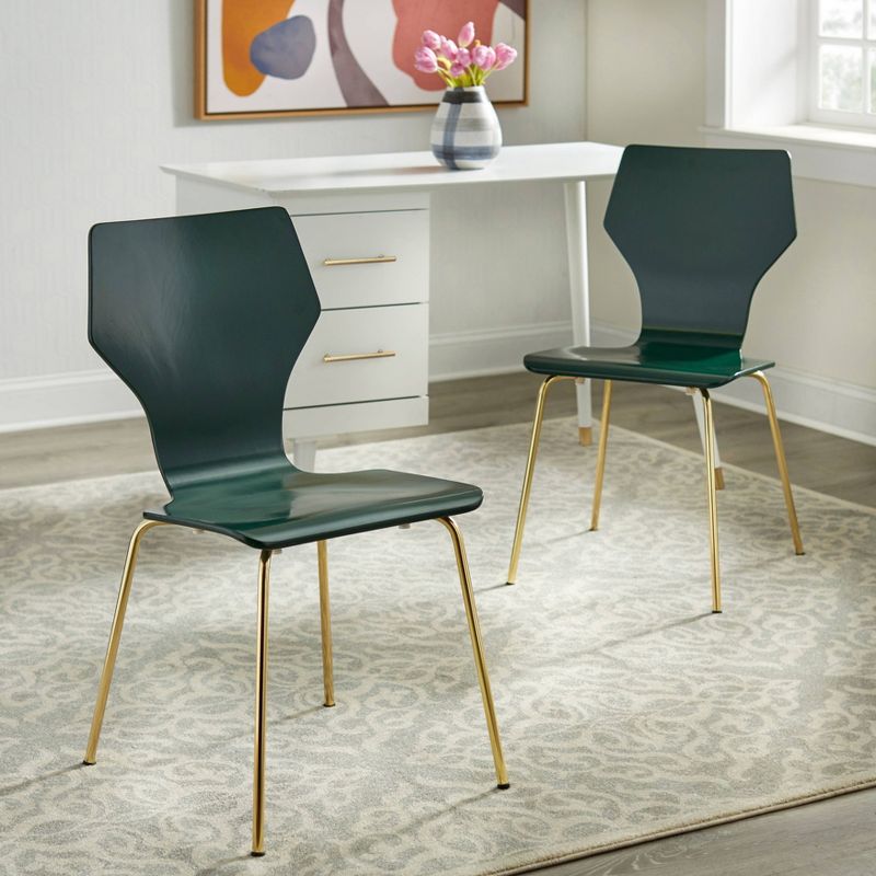 Set of 2 Enna Bentwood Chair Dark Green - Angelo:Home, 3 of 5