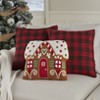 Mina Victory Holiday Plaid Faux Shearling Gingerbread House 3 Piece Set Indoor Throw Pillows - 2 of 4