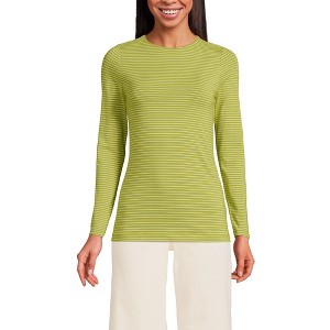 Lands' End Women's Plus Size Lightweight Jersey Skimming Long Sleeve Crew Neck T-shirt - 1 of 3