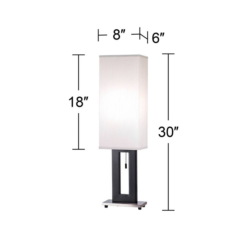 360 Lighting Floating Rectangle Modern Table Lamp 30" Tall Black Metal Open Frame White Fabric Box Shade for Bedroom Living Room Bedside Nightstand, 4 of 8