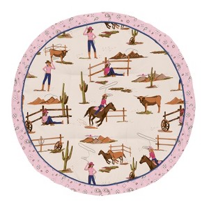 Sweet Jojo Designs Girl Baby Tummy Time Playmat Western Cowgirl Pink Brown and Beige - 1 of 4