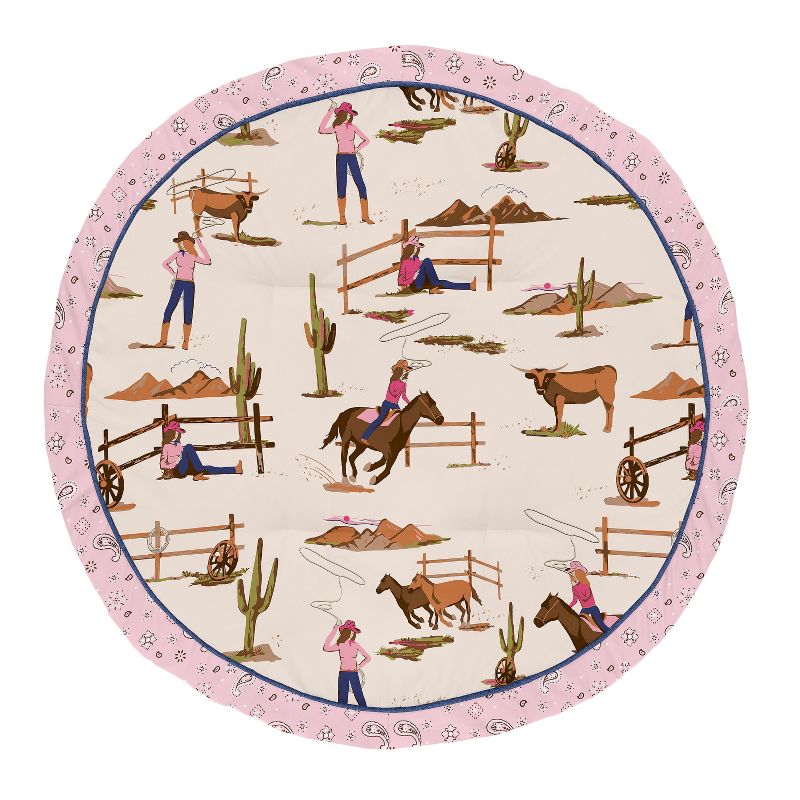 Sweet Jojo Designs Girl Baby Tummy Time Playmat Western Cowgirl Pink Brown and Beige, 1 of 6
