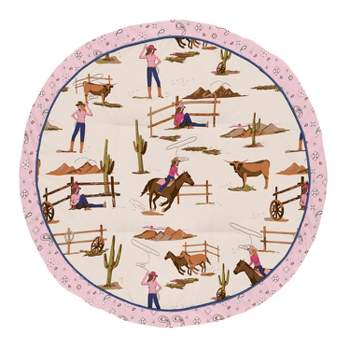 Sweet Jojo Designs Girl Baby Tummy Time Playmat Western Cowgirl Pink Brown and Beige