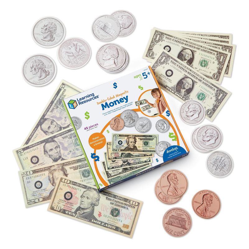 Learning Resources Double-Sided Magnetic Money - 45 pieces, Ages 5+ Play Money for Kids, 1 of 6