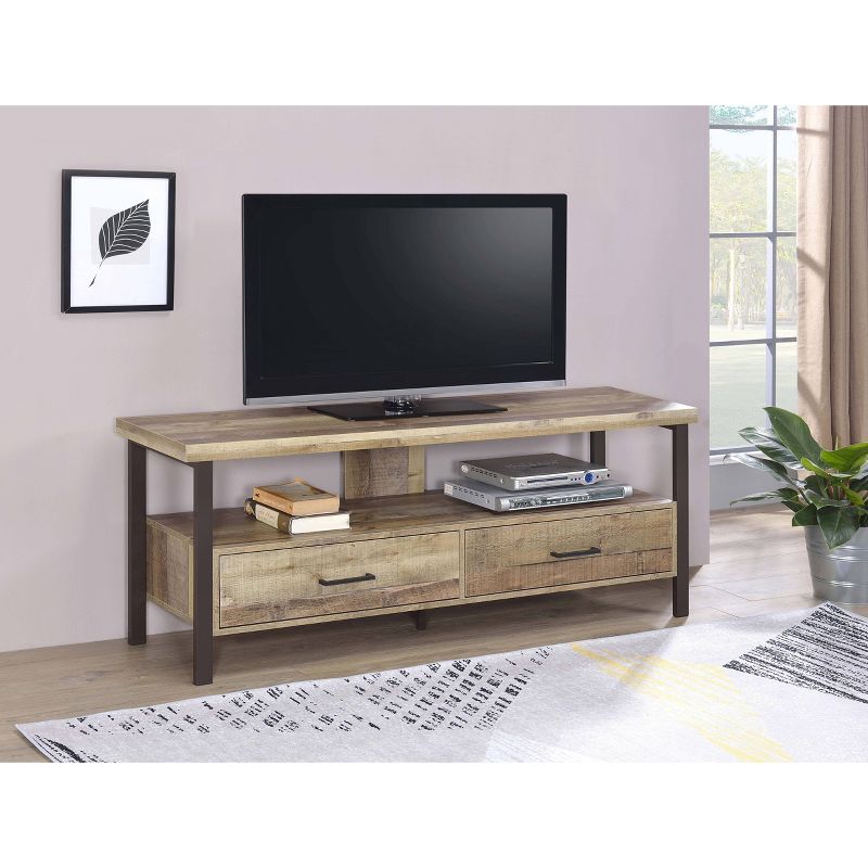 Morello 2 Drawer TV Stand for TVs up to 65&#34; Weathered Pine - Coaster, 3 of 13