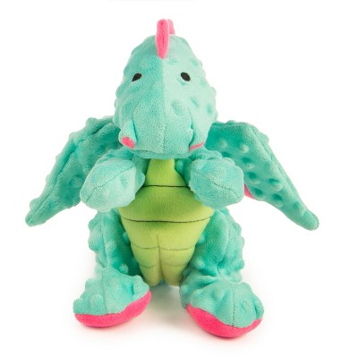 goDog Dragons Squeaky Plush Dog Toy, Chew Guard Technology, Seafoam, Large