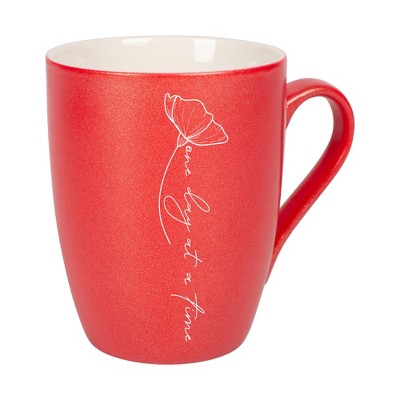 Elanze Designs One Day At A Time Crimson Red 10 ounce New Bone China Coffee Cup Mug