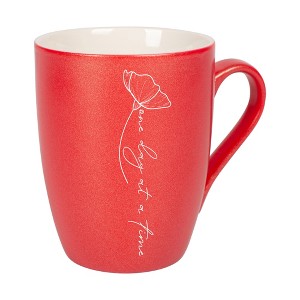 Elanze Designs One Day At A Time Crimson Red 10 ounce New Bone China Coffee Cup Mug - 1 of 4