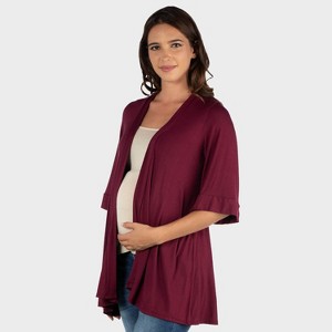24seven Comfort Apparel Maternity Open Front Jacket with Elbow Sleeve - 1 of 3