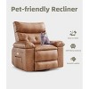 Jojoka Oversized Manual Recliner Sofa Chair with 1.5X Sponge Padded Arms and Back, Faux PU Leather Lazy Sofa for Adults - 3 of 4