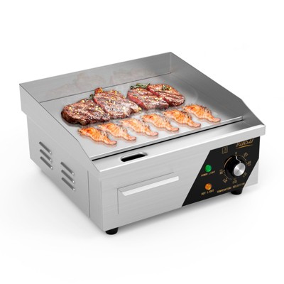 ROVSUN Electric Countertop Flat Top Griddle, Electric Griddle, Teppanyaki Grill Stainless Steel with Adjustable Temperature Control 122°F-572°F