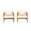 Okak Boho Acacia Patio Acent Chairs/Patio Furniture Set,Wicker Rattan Club Chairs,Set of 1/2/3,Outdoor Conversation Seating for Patio,600lbs Max - 3 of 4