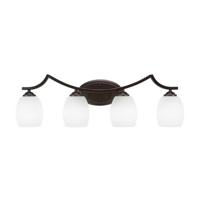 Toltec Lighting Zilo 4 - Light Vanity in  Dark Granite with 5" White Linen  Shade
