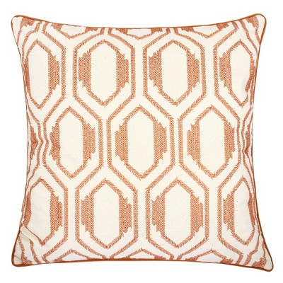 TopComfy Support Pillow Geometric Embroidered Cotton Throw Pillow for Modern Accent Decor, Orange, 17"*17"*10"