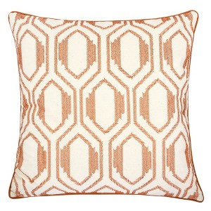 TopComfy Support Pillow Geometric Embroidered Cotton Throw Pillow for Modern Accent Decor, Orange, 17"*17"*10" - 1 of 4