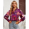 Coolmee Womens Long Sleeve Shirts Boho Floral Printed Blouses Fashion Casual Button Down Collared Peasant Tops - 2 of 4