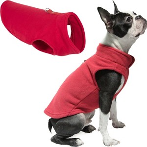 Gooby Fleece Vest, Small Dog Pullover Fleece Jacket with Leash Ring, Red, Large - 1 of 2