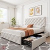 Full/QUEEN/KING  Size Bed Frame with 4 Storage Drawers and Adjustable Headboard Faux Leather Upholstered Platform Beds No Box Spring Needed - 3 of 4