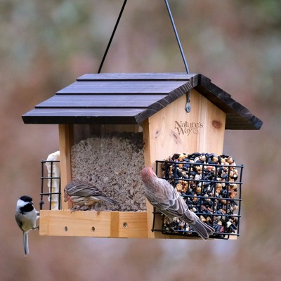 Nature's Way Cedar Hopper Bird Feeder with Suet Cages