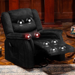 COMHOMA Recliner Chair with Heat and Massage 360 Degree Swivel Fabric Rocking Recliner Black - 1 of 4