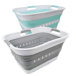 SAMMART Set of 2-30L (8 gallon) Collapsible Plastic Laundry Basket - 1 of 4