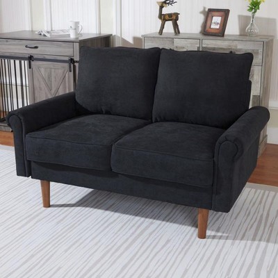 NicBex 52.76 Inch Modern Chenille Couch 2-Seater Sofa for Living Room,Bedroom,Apartment,Office,Black