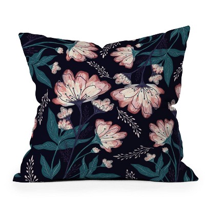 16"x16" Rosebud Studio 'Proud Love' Floral Square Throw Pillow Black - Deny Designs