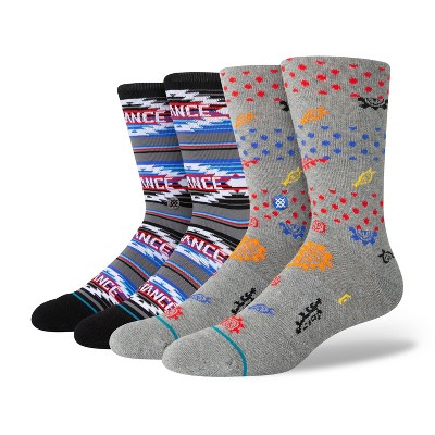 STANCE x WADE Men's Logo Dotted Crew Socks 2pk - Blue/Gray L