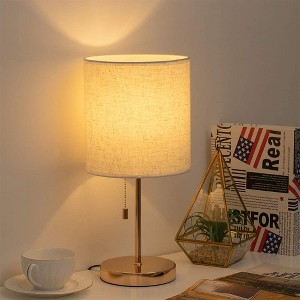 Oumilen Gold Modern Desk Lamp with Metal Base Fabric Shade - 1 of 1