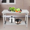 Stainless Steel Foldable Double Layer Workbench, Stainless Steel Table for Prep Work, 24 x 59 Inches, Commercial Kitchen, Restaurant, Hotel and Garage - 3 of 4