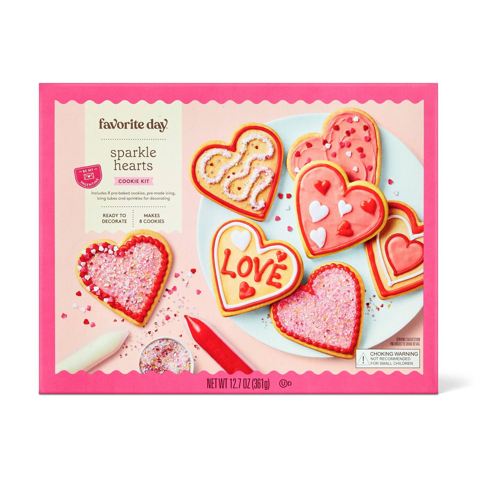 Valentine's Sparkle Heart Cookie Kit - 12.7oz/6ct - Favorite Day™