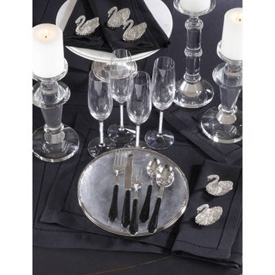 Black Hemstitch Border Polyester Tablecloth 70" x 104"