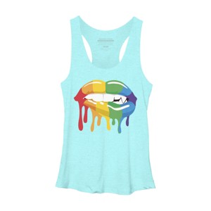 Adult Design By Humans Pride Vampire Melting Rainbow Lips By turtledojo Racerback Tank Top - 1 of 2