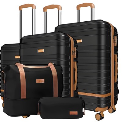 Musment 5-Piece Hardside Luggage Set with TSA Lock, Stain Resistant, Black