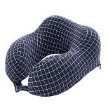 Travel Pillow - Memory Foam Pillow with Washable Cover - Neck Pillows for Sleeping on Airplanes, Trains, Cars, and Buses by Home-Complete (Navy)