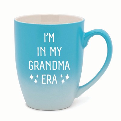 Elanze Designs In My Grandma Era Two Toned Ombre Matte 10 ounce New Bone China Coffee Tea Cup Mug For Your Favorite Morning Brew, Teal and White