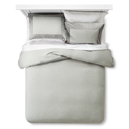 Velvet Trim Duvet Sham Set King Gray Fieldcrest Target