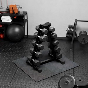 COZONY Premium Rubber Hex Dumbbell Set with Rack, 350LB, Home Gym Strength Training - 1 of 4