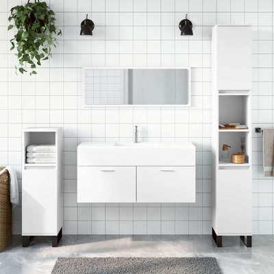 vidaXL Bathroom Cabinet With Mirror White Engineered wood Medium