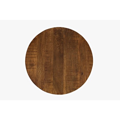 Traditional Round Wood and Stone Accent Table, 30" Brown