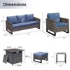 Buenhomino 7 Piece Wicker Outdoor Furniture Set with Thick Cushions, High Back Patio Furniture Set with PE Rattan Chairs and Square Fire Pit Table - 2 of 4
