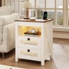 Fredees Rustic Nightstand with Gun Drawer, End Table with Charging Station, LED Bedside Table with Human Sensor Light. - 2 of 3