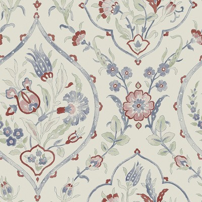 Crimson Red and Off-White Floral Damask Removable Wallpaper Roll