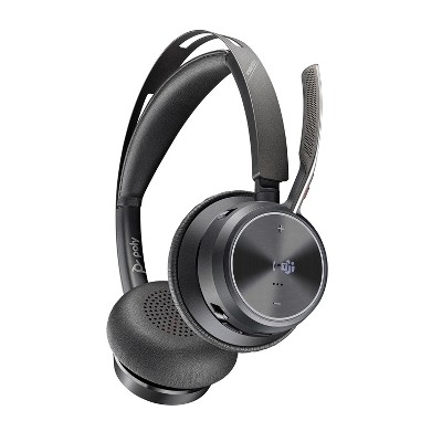 Poly Voyager Focus 2 Office USB-A (Plantronics) - Bluetooth Dual-Ear (Stereo) Headset with Boom Mic - USB-A PC / Mac / Desk Phone Compatible - Active Noise Canceling - Works with Teams (Certified), Zoom & more