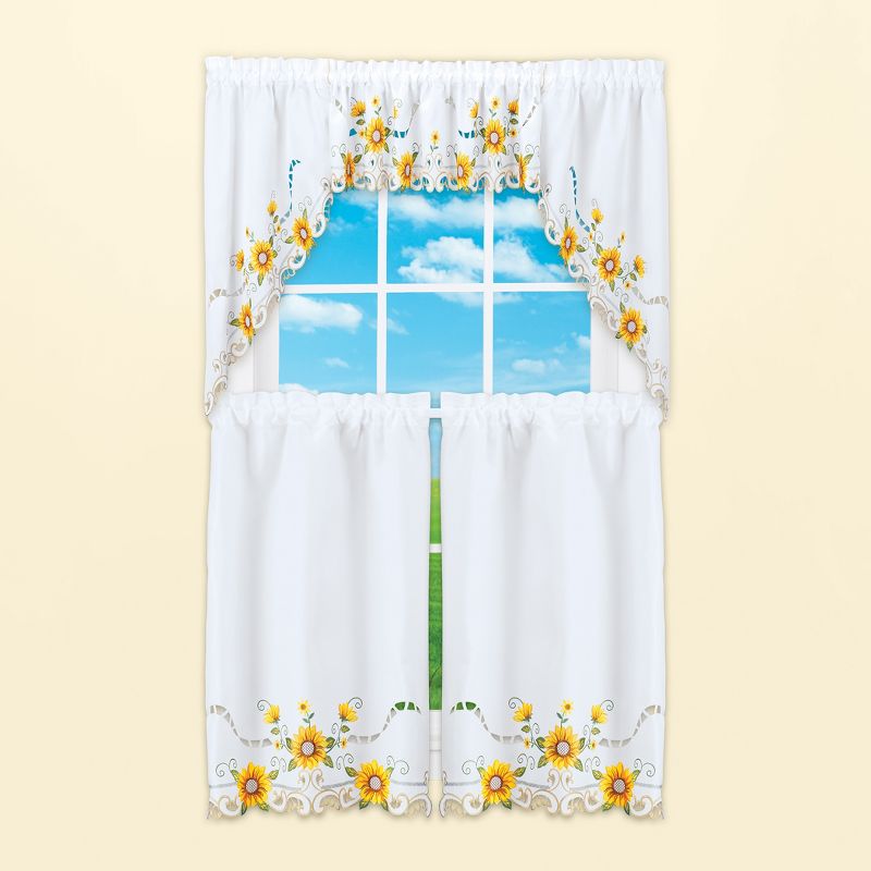 Collections Etc Sunflower Border Curtains, 3 of 4
