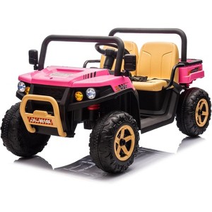 Coucheta 24V 2-Seater Ride On Dump Truck with Parent Remote Control, 4WD Battery Powered UTV for Kids, EVA Tires & Headlights - 1 of 4