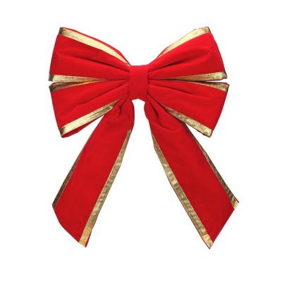 Northlight 31" Red and Gold Loop Velveteen Trim Christmas Bow