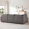 MAYEERTY 100.2 Convertible L Shaped Linen Sofa Ottoman Plastic Legs 5 Cushions 4 Lumbar Pillows Comfortable Combination Gray - 3 of 4